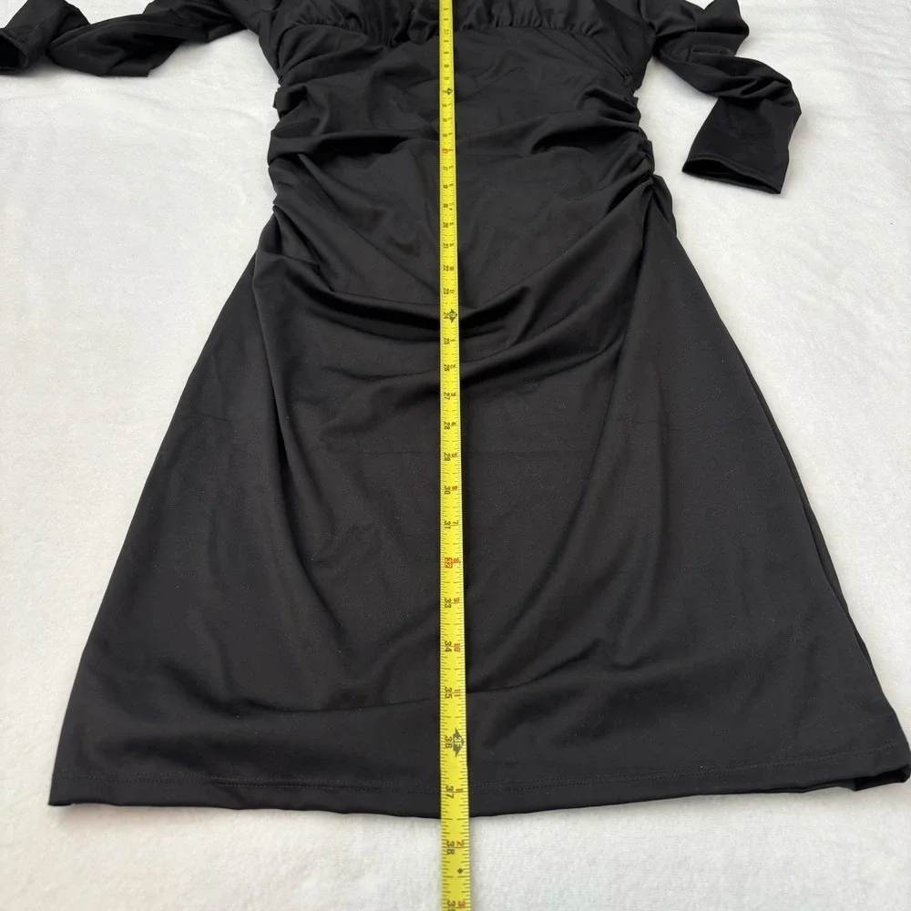NWT Popilush Black Built in Shapewear Slimming Ruched Bodycon Dress Large Sleek - Picture 9 of 9